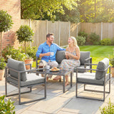 Outsunny 4 Piece Outdoor Garden Furniture Set, Patio Furniture with 3-Seater Sofa, Armchairs and Coffee Table