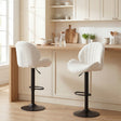 HOMCOM Bar Stools Set of 2, Swivel Barstools with Back, Adjustable Height and Footrest for Kitchen Island, Dining Room, Cream