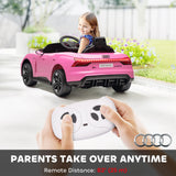 HOMCOM Audi Licensed 12V Kids Electric Ride-On, with Remote Control, Suspension System, Lights, Music, Motor - Pink