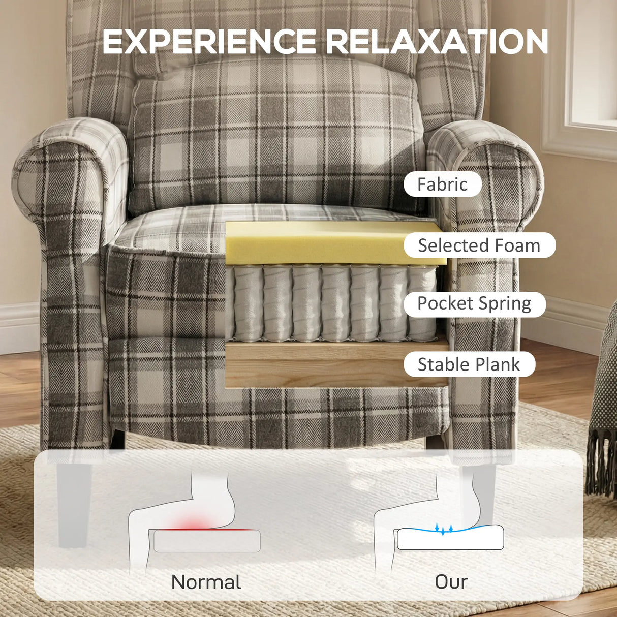 HOMCOM 160 Reclining Armchair, with Footrest - Grey and White