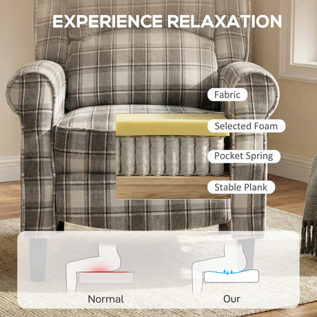 HOMCOM 160 Reclining Armchair, with Footrest - Grey and White