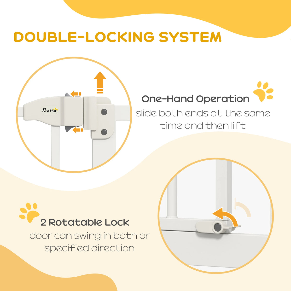 PawHut Metal 74-100cm Adjustable Pet Gate Safety Barrier w/ Auto-Close Door White