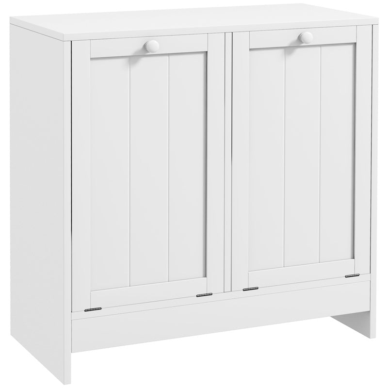 kleankin Double Hamper Laundry Storage Cabinet - White