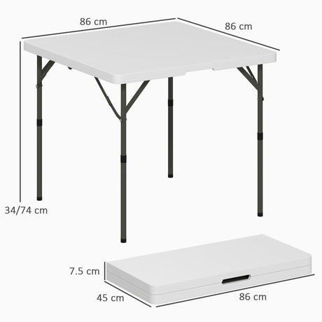 Outsunny 3ft Folding Camping Table, Heavy Duty Picnic Table with 2 Adjustable Height for Indoor Outdoor Garden, Party, BBQ, White