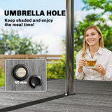 Outsunny Garden Dining Table for 4, 85 cm Square Outdoor Table with Umbrella Hole, Faux Wood Top, Metal Legs, Dark Grey