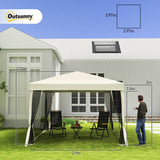 Outsunny 3 x 3(m) Pop Up Gazebo with 4 Mesh Sides and Carry Bag, Height Adjustable Party Canopy Tent, Portable Garden Outdoor