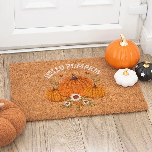 Natural Autumn Days Hello Pumpkin Doormat