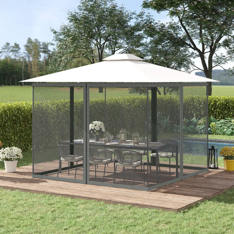 Outsunny 352 x 207cm Universal Replacement Mesh Sidewall Netting for Patio Gazebos and Canopy Tents, (Sidewall Only) Dark Grey