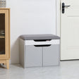 HOMCOM Shoe Bench with Cushion, Modern Storage Bench with Padded Seat, 2-tier Cabinet, Hidden Storage, Adjustable Shelf for Living Room and Entryway, Light Grey