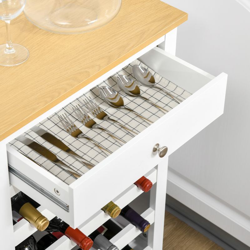 HOMCOM Modern Wine Cabinet Cupboard with 16-Bottle Wine Rack, Kitchen Sideboard with drawer for Living & Dining Room, Home Bar, White