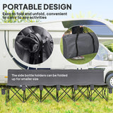 Outsunny 6 Seater Folding Camping Chair with Cup Holder & Carry Bag - Charcoal Grey
