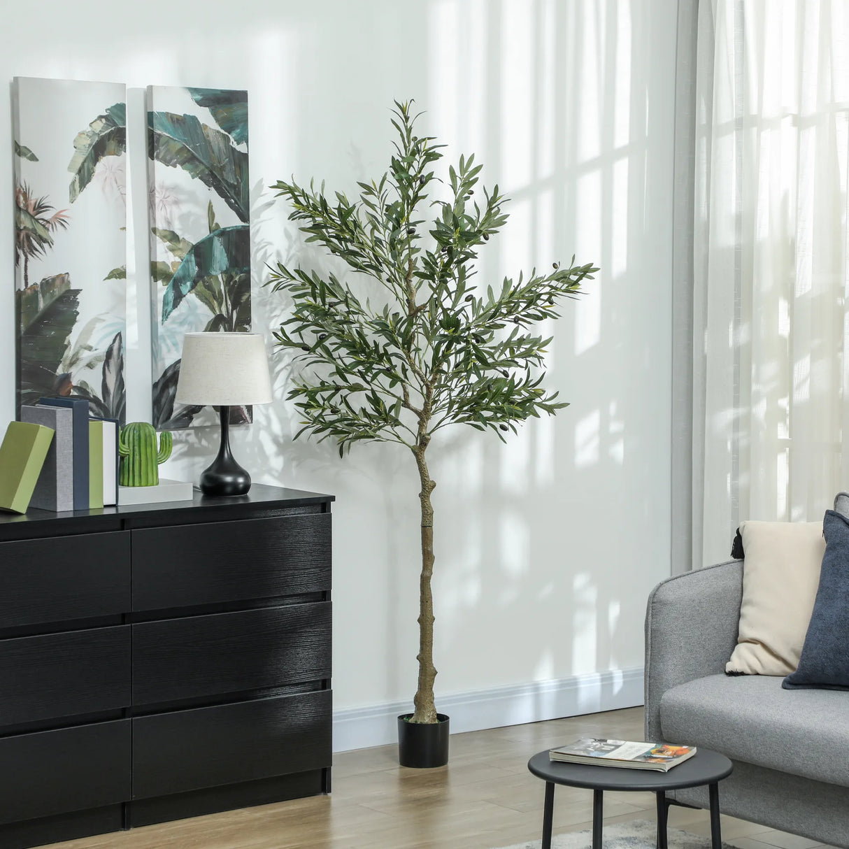 HOMCOM Silk Leaf Artificial Olive Trees