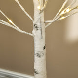 HOMCOM 5ft Artificial White Birch Tree Light with Warm White Pre-Lit LED Light for Indoor and Covered Outdoor Use