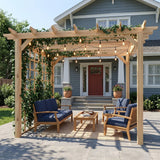 Outsunny 3 x 3 m Wooden Pergola Kit, Garden Pergola Gazebo Arch with Trellis for Climbing Vines, Flowers, Nature Wood Finish