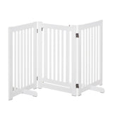 PawHutPet Gates MDF Freestanding Expandable Dog Gate Wood Doorway Pet Barrier Fence w/ Latched Door White