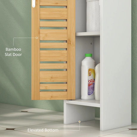 HOMCOM Bathroom Cabinet with Toilet Paper Holder - White