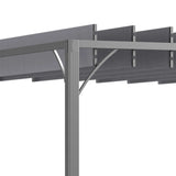 Outsunny 4 x 3(m) Outdoor Pergola with Retractable Roof, Aluminium Louvered Patio Gazebo Canopy for Lawn Garden Patio, Grey