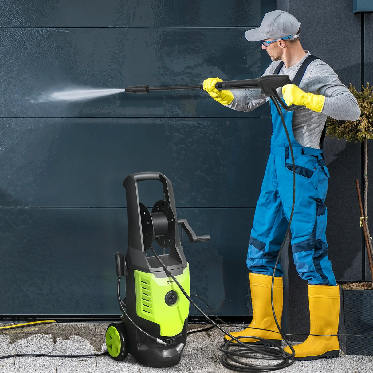 Outsunny 2200W High Pressure Washer, 170 Bar Pressure, 420 L/h Flow, Portable Electric Power Washer Jet Wash Cleaner with Adjustable Nozzle 6M Hose and Hose Reel for Home Patio Car Driveway