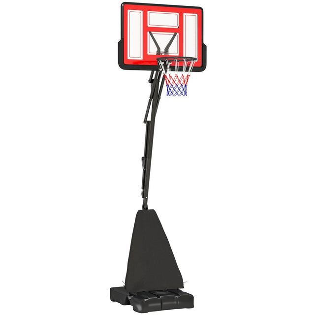 SPORTNOW Basketball Hoop Outdoor, Height Adjustable Basketball Hoop and Stand with Rebound System, Weighted Base, Portable on Wheels, 2.45-3.05m, for Teens, Juniors, Adults, Red