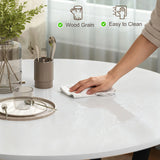 HOMCOM Dining Table, Round Kitchen Table with Black Legs for Living Room, Dining Room 90 x 76 cm, High Gloss White