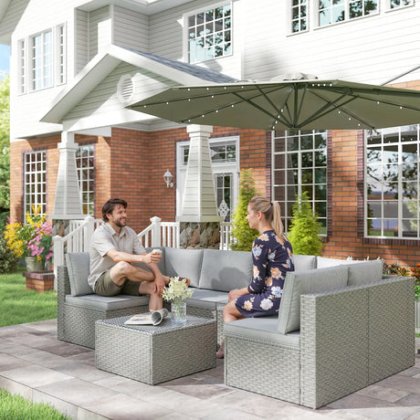 Outsunny Seven-Piece Modular Rattan Set - Grey
