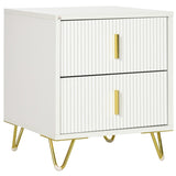 HOMCOM Elegant Chest of Two Drawers - White/Gold-Tone