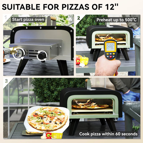 Outsunny Gas Powered 12" Pizza Oven - Black
