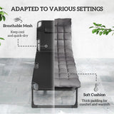 Outsunny Folding Sun Lounger for Garden, 5-Position Oversized Camping Bed Recliner with Cushions, Dark Grey