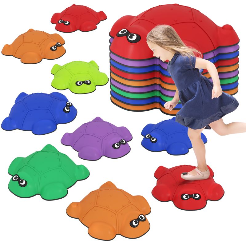 AIYAPLAY 9 PCS Balance Stepping Stones with Non-slip Edge, Indoor Outdoor Obstacle Courses for Kids Ages 3-8 Years, Multicoloured