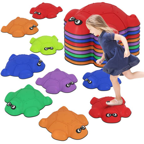 AIYAPLAY 9 PCS Balance Stepping Stones with Non-slip Edge, Indoor Outdoor Obstacle Courses for Kids Ages 3-8 Years, Multicoloured