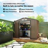 Outsunny 7 x 4ft Metal Garden Shed, Outdoor Storage Tool House with Ventilation Slots, Foundation Kit and Lockable Double Doors, Brown