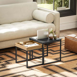 HOMCOM Set of Two Boxy Nesting Tables - Black/Wood-Effect