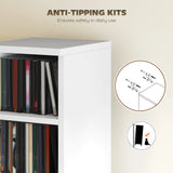 HOMCOM Set of 2 CD Media Display Shelf Unit Tower Rack with Adjustable Shelves, White