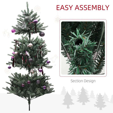 HOMCOM 6ft Artificial Christmas Tree, with Purple Decorations and Lights