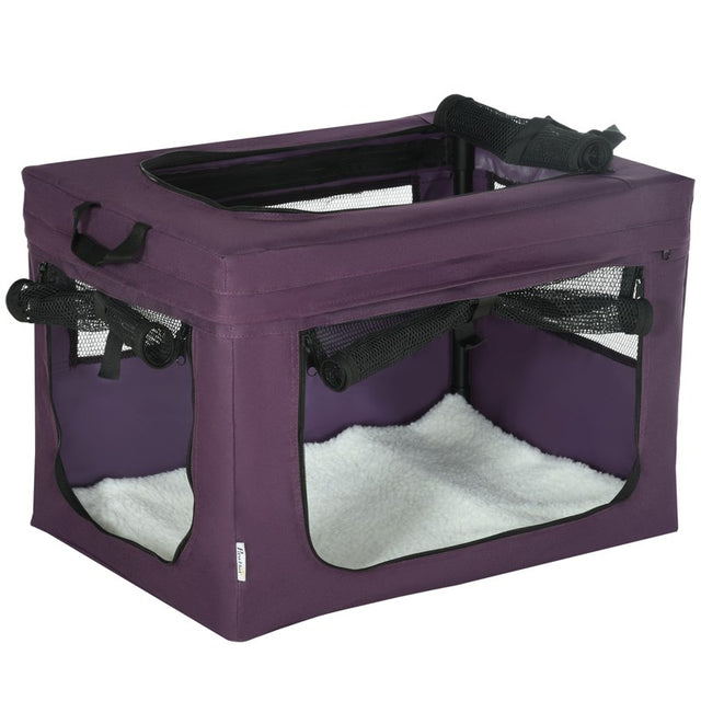 PawHut 60cm Pet Carrier, with Cushion, for Miniature Dogs - Purple