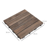 Outsunny 27 Pcs Solid Wood Interlocking Decking Tiles For Patio, Balcony, Roof Terrace, Hot Tub, Black, (30 x 30 cm Per Piece)