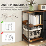 HOMCOM Chest of Drawers Storage  Dresser Cabinet Organizer with 3 Fabric Drawers and 2 Display Shelves for Living Room, Bedroom, Hallway, Black