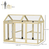 PawHut Large Chicken Run, Wooden Chicken coop, with Combinable Design - Natural Wood Finish