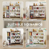 AIYAPLAY Toy Storage Unit with 8 Removable Bins, Storage Shelves, Cabinet, White