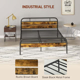 HOMCOM Industrial-Style King Bed Frame - Black/Brown