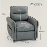 HOMCOM Accent Chair, Faux Leather Armchair - Grey
