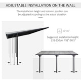 Outsunny 4.35 x 3m Outdoor Patio Gazebo Pergola, Retractable Pergola Canopy Aluminum Post & PC Roof,  Grey