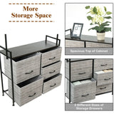 Fabric Drawer Dresser with Clothes Rack