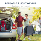 Outsunny Foldable Sun Lounger, Outdoor 4 Level Adjustable Backrest Reclining Chaise Chair, Steel Frame Recliner Chair for Camping, Hiking, Grey