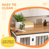 PawHut Dog Crate Furniture, Dog Cage End Table, with Wheels, for Large Dogs, 106 x 60 x 82 cm  - White