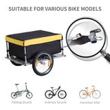 HOMCOM Bicycle Cargo Trailer, Two-Wheel Bicycle Large Cargo Wagon Trailer Oxford Fabric, Folding Storage, & Removable Cover, Yellow