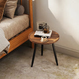 HOMCOM Modern Round Coffee Table with Steel Frame for Small Space, Sofa Beside, Living Room, Bedroom, Chestnut Wood Effect