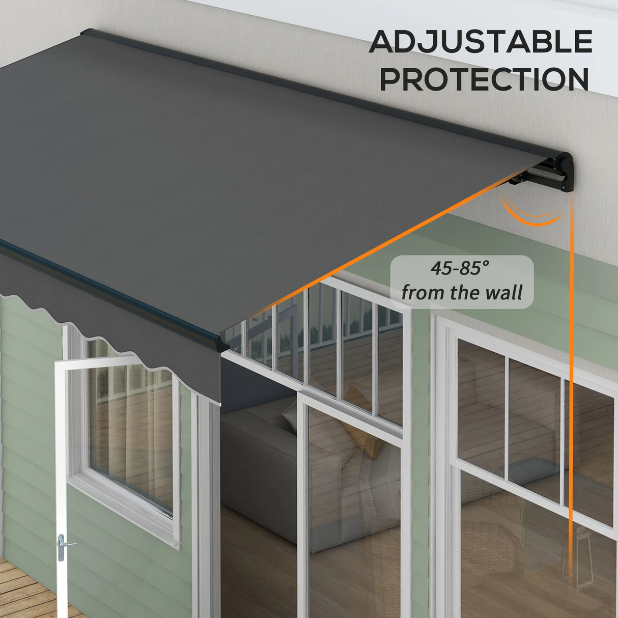 Outsunny 2.5 x 3.5m Aluminium Frame Electric Awning, with Remote - Dark Grey