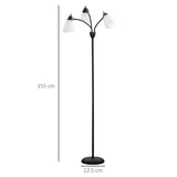 HOMCOM Arc Tree Floor Lamp with 3 Adjustable Rotating Lights, for Bedroom Living Room, Industrial Standing Lamp with Steel Frame, 155cm, Black