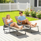 Outsunny Five-Position Reclining Sun Loungers Set of 2 - Beige